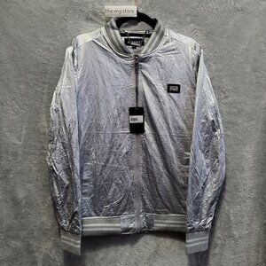 Barabas  Journey Polyester Long Sleeve Silver Bomber Jacket Men's Sz L BJ2000